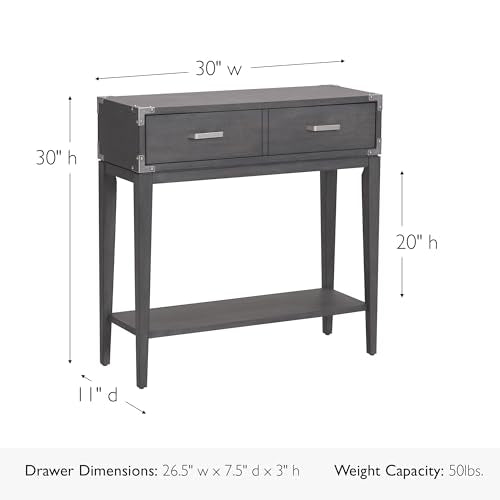 Leick Home 24032 Beckett One Drawer Hall Stand with Shelf for Living Room, Hallway, Entryway, Anthracite/Pewter - color: Anthracite