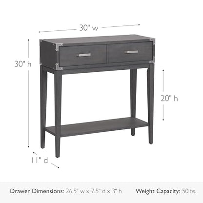 Leick Home 24032 Beckett One Drawer Hall Stand with Shelf for Living Room, Hallway, Entryway, Anthracite/Pewter - color: Anthracite