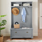 BROVAVE 64" 4-in-1 Multifunctional Small Storage Cabinet, Storage Cabinets with Premium MDF & Solid Wood, Tool Cabinet Tool-Free Assembly for Entryway & Living Room, Gray