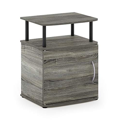 Furinno JAYA Utility Design End Table, French Oak Grey - color: French Oak/Black, size: 1-Pack