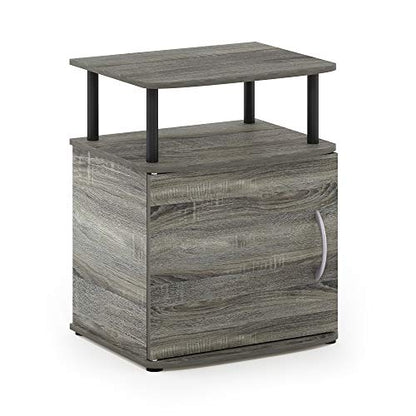 Furinno JAYA Utility Design End Table, French Oak Grey - color: French Oak/Black, size: 1-Pack