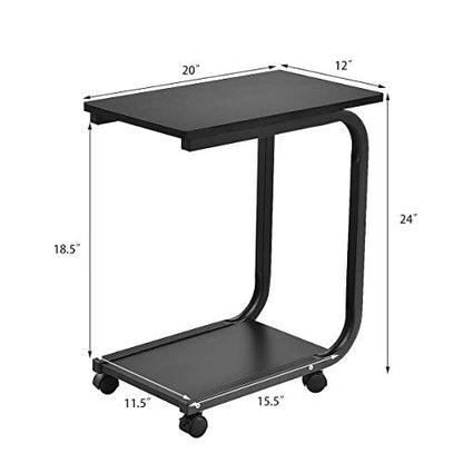Tangkula C Table Sofa Side Table, Snack Table Coffee Tray, End Table for Living Room, Overbed Table, Black