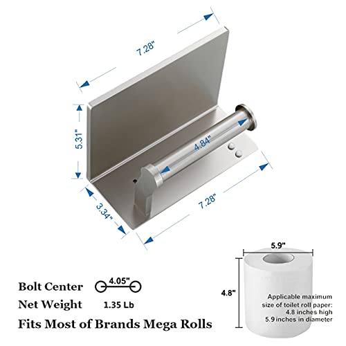 Toilet Paper Holder with Shelf, Aluminum Tissue Roll Holder with Mobile Phone Storage Shelf for Modern Bathroom, 3M Self Adhesive No Drilling or Wall-Mounted with Screws, Brushed Nickel - color: Brushed Nickel