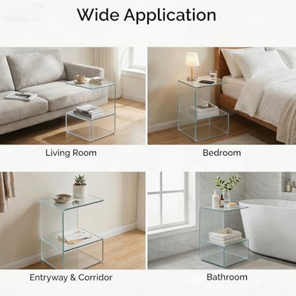 Acrylic End Table, 21.6" H C-Shaped End Table, Side Table for Living Room, Bedside Table for Bedroom, Acrylic Clear C Side Table (Clear) - color: Clear