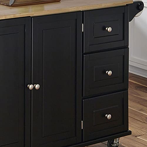 Homestyles Dolly Madison Black Mobile Kitchen Island Cart with Wood Drop Leaf Breakfast Bar - color: Black