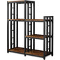 BRIGHTSHOW Kitchen Storage Shelf Bakers Rack, 6-Tier Coffee Bar Table, Kitchen Microwave & Mini Fridge Stand Shelves for Spices, Pots and Pans (52 x 40 x 17.5inch) (Tiger Brown) - color: Tiger Brown