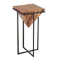 The Urban Port 30 Inch Pyramid Shape Wooden Side Table | Brown Finish, Cross Black Metal Base, Modern Accent End Table, For Living Room, Bedroom, Entryway, Lounge, Home Decor Display - size: 30-Inch