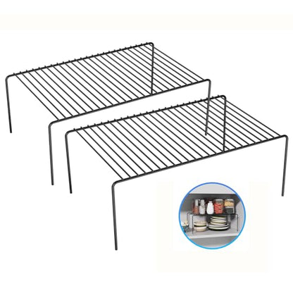 2Pack Cabinet Storage Shelf Rack, 15.7''L x 9.4''W x 5.9''H, Black | Spice Rack, Rustproof Metal Wire Kitchen Counter Organizers and Storage, for Cabinet, Plate, Dish, Pantry, Bathroom, Fridge - size: 2Pack-Black-15.7 x 9.4 inch