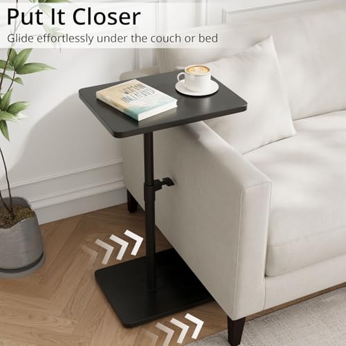 TV Trays for Eating on Couch - Height Adjustable C Shaped End Table with 360° Swivel, Slide Under Sofa Side Table for Small Spaces, Snack Table for Bed Chair Living Room Bedroom Laptop, Black - color: Black