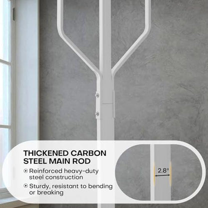 Coat Rack Freestanding Metal Coat Tree with 10 Hooks, White | Heavy Duty Standing Coat Rack, Stainless Steel Marble Base, Coat Hanger Stand for Bedroom Entryway Hallway, Hat, Bags - color: White