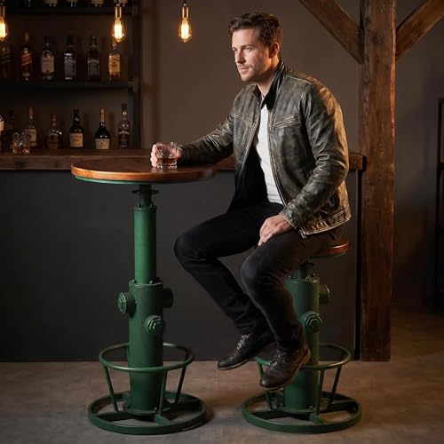 Topower Industrial Bar Table 38.58-48.43" Adjustable Pub Table Kitchen Dining Coffee Bistro Table Antique Green - color: Antique Green