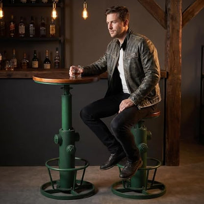 Topower Industrial Bar Table 38.58-48.43" Adjustable Pub Table Kitchen Dining Coffee Bistro Table Antique Green - color: Antique Green