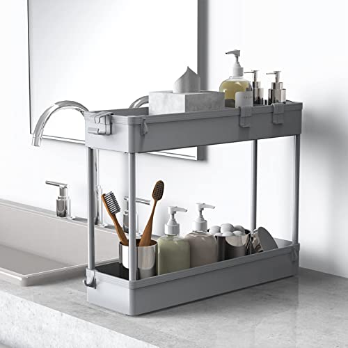 SPACELEAD Slim Storage Cart 4 Tier,Bathroom Organizer Rolling Utility,Mobile Shelving Unit Slide Out for Office, Kitchen, Laundry Room & Narrow Places,Gray - color: Gray