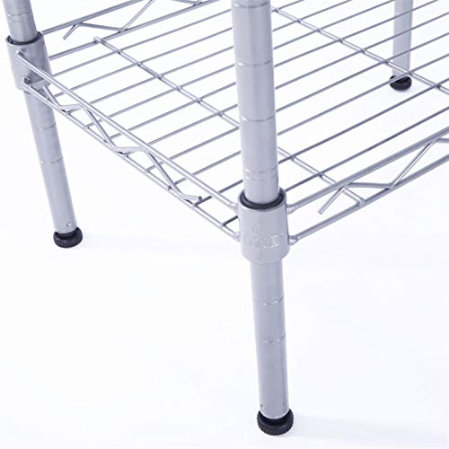 4-Tier Steel Storage Shelving Unit, Chrome | Adjustable, Small Shelf Rack, Leveling Feet, for Kitchen Pantry Garage - color: Chrome, 4 Tier-13.77"