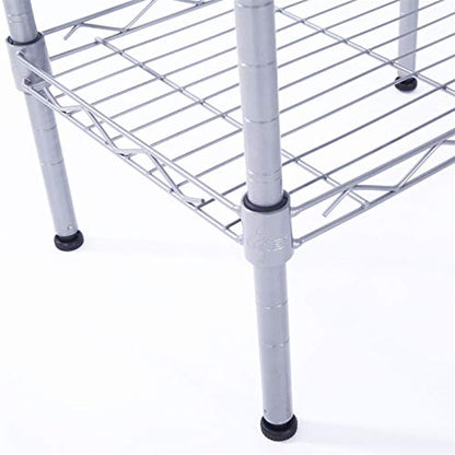 4-Tier Steel Storage Shelving Unit, Chrome | Adjustable, Small Shelf Rack, Leveling Feet, for Kitchen Pantry Garage - color: Chrome, 4 Tier-13.77"