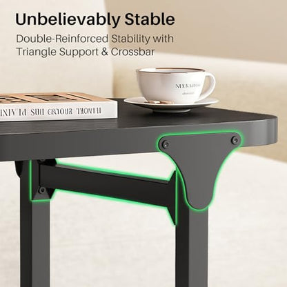 Kitstorack Height Adjustable End Table, Small Side Table for Couch, Sofa Table with Metal Frame for Living Room, Bedroom, Bedside C Shaped Table,Black - color: Black