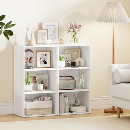 Giantex 2 Pieces 3 Shelf Bookcase, Book Shelves Open Cube Storage Cabinet Multi-Functional Home Office Bedroom Furniture Display Bookcases, White - color: White