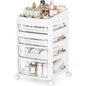Rolling Cart with 4 Drawers, Clear Plastic Drawer Organizers, Dust Proof Under Desk Storage for Makeup, Skincare, Art Crafts and Baby Items, Acrylic Cosmetic Organizer with Dividers, Vanity Cart - size: 4 Tier