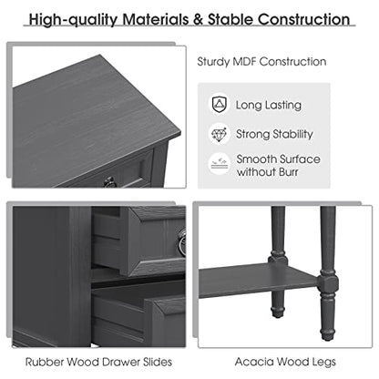 GIANTEX Console Table with 3 Drawers, 24" Rustic Entryway Table with Storage, Open Bottom Shelf, Compact Hallway Table, Small Sofa Side Table for Living Room, Bedroom, Narrow Entry Table, Gray - color: Grey