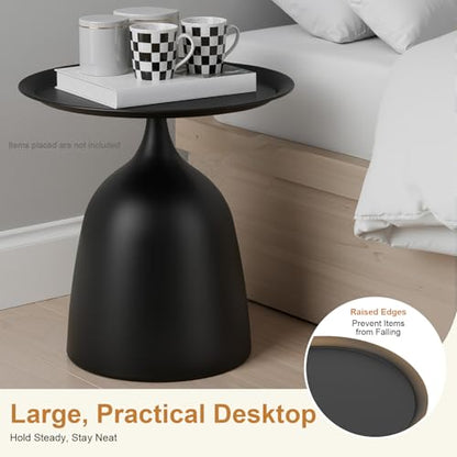 2-Piece Coffee Table, Durable Small Round Coffee Tables for Living Room, Easy Assembly Modern Nesting Coffee Tables Set, Circle Side Tables Round End Table for Sofa Bedside Balcony (Black) - color: Black