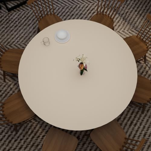 Round Table Cover - Can Be Used On Both Sides Waterproof and Easy to Clean Good Flatness Used for Dining Table(Light Beige+Light Gray Dia.54Inch) - color: Light Beige+light Gray, size: 54" (Round)