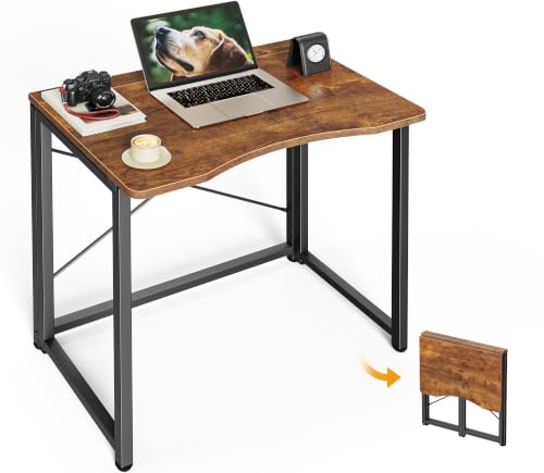 Huuger Folding Desk for Small Spaces, 31.5 Inch Foldable Computer Table, Easy Assembly, for Home Office, Study, Bedroom, Dorm, Space Saving, Small Writing Work Office Computer Desk, Rustic Brown - color: Rustic Brown, size: 16.5"D x 23.6"W