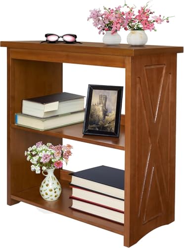 Rustic Bedside Table with Storage Shelf, Wood End Table for Bedroom & Living Room, Narrow Farmhouse Side Table, Modern Nightstand for Bedroom, Living Room and Office (Brown) - color: Brown, size: Table Open