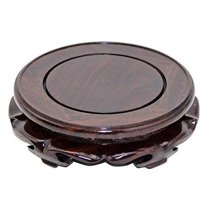 Oriental Furniture Wooden Display Stand Base Lotus Pedestal Vase Base Table Lamp Teapot Base Black Catalpa Furniture Stable Home Decoration Size4 (5.43x1.78in)