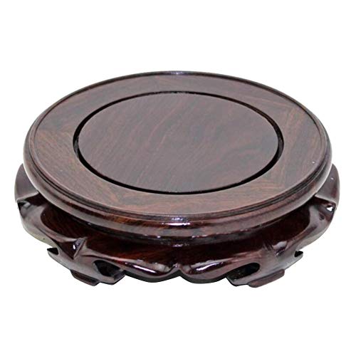 Oriental Furniture Wooden Display Stand Base Lotus Pedestal Vase Base Table Lamp Teapot Base Black Catalpa Furniture Stable Home Decoration Size4 (5.43x1.78in)