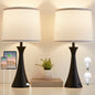 Touch Lamp for Living Room Bedroom, 21" Table Lamps Set of 2 with USB C+A Ports and White Lamp Shades, Touch Bedside Lamps for Nightstand with 3 Way Dimmable, 2 LED Bulbs Included - color: Black & White Shade