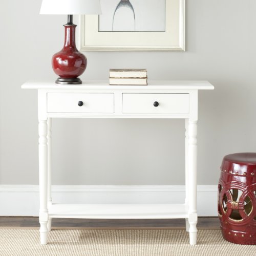 SAFAVIEH Home Collection – Rosemary Distressed Cream Console Table with Drawers & Shelf, Classic Contemporary Storage Console, Turned Leg Design (AMH5705C) - color: Distressed Cream