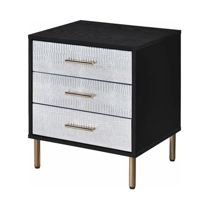 HomeStock Classic Black Nightstand - Modern Metal Accent Bedside Table with Drawer