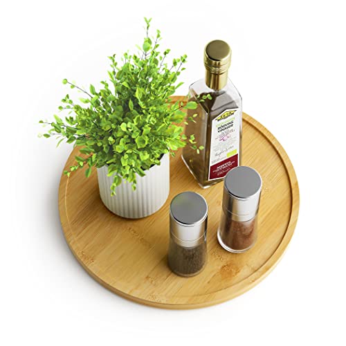 Lazy Susan Organizer Homerays 10 Inch Non-Skid Bamboo Lazy Susan for Kitchen Rotating Spice Rack for Kitchen Cabinet, Wood Turntable for Kitchen Countertop Organizer - size: 10" - Bamboo