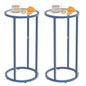C Table Side End Table,Glass Couch Table Set of 2, Round Sofa End Table with Metal Frame, Small Snack Table for Living Room, Bedroom, Small Spaces, Easy Assembly (Blue,2pcs) - color: Blue