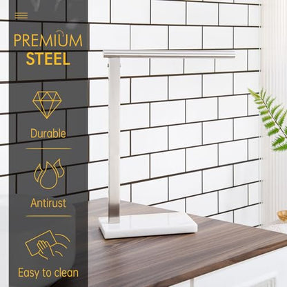KOKOSIRI Hand Towel Holder Standing Towel Rack with Steady Marble Base for Bathroom Vanity Countertop, Brushed Stainless Steel 15.7'' Height THS0006-BR - color: Brushed Nickel, size: 1-Bar