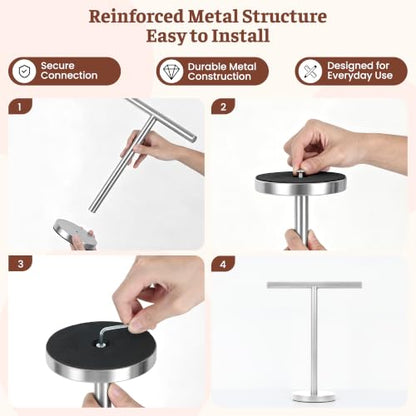T-Shape Bath Hand Towel Holder Standing, Silver, 2 Pack | Weighted Stainless Steel Base Helps Prevent Tipping While The Open T-Shape Keeps Towels Dry on Bathroom Countertops - color: Silver-2 Pack