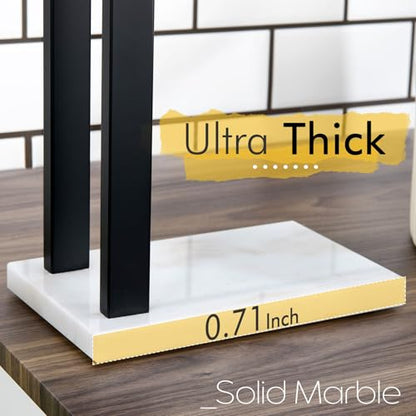 KOKOSIRI Hand Towel Racks Stand Towel Holder 2-Tier with Marble Base for Bathroom Vanity Countertop, Matte Black Stainless Steel 15.7'' Height THS0007-BK - color: Matte Black, size: 2-Bar