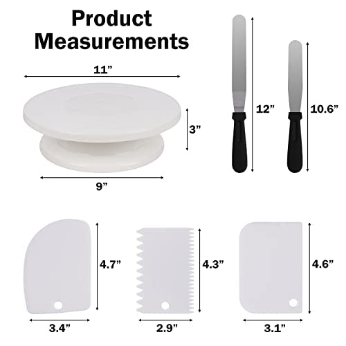 11 Inch Rotating Cake Stand/Turntable w/ 2 Icing Spatula & 3 Icing Smoother | Revolving Cake Stand Decorating Supplies/Baking Supplies/Baking Kit - style: Turntable & Decorating Kit