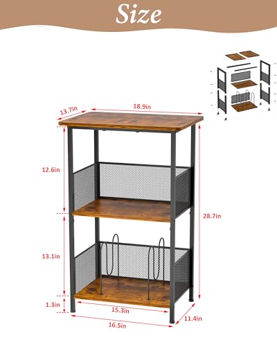 Honkazita 3 Tier Vinyl Record Storage Table Wooden Turntable Stand | holds up to 200 albums, now playing vinyl record stand, small bedside nightstand for bedroom, music room record organizer
