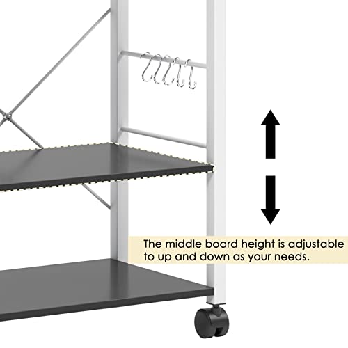 sogesfurniture 3-Tier Kitchen Baker's Rack Utility Shelf Microwave Oven Stand Storage Cart Workstation Shelf 3-Tier Kitchen Utility Cart on Wheels with Storage,Black Brown - color: Black