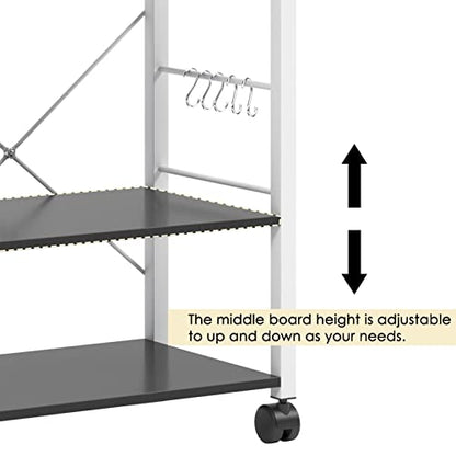 sogesfurniture 3-Tier Kitchen Baker's Rack Utility Shelf Microwave Oven Stand Storage Cart Workstation Shelf 3-Tier Kitchen Utility Cart on Wheels with Storage,Black Brown - color: Black