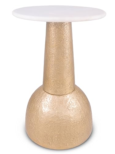 OBJET D'ART Cupola Small Round Gold End Table, 22" H | Vintage Metal Accent, Side Table, Pedestal, Cocktail, Drink Table, Living Room, Small Spaces, Modern Look, Quality Build - style: Cupola