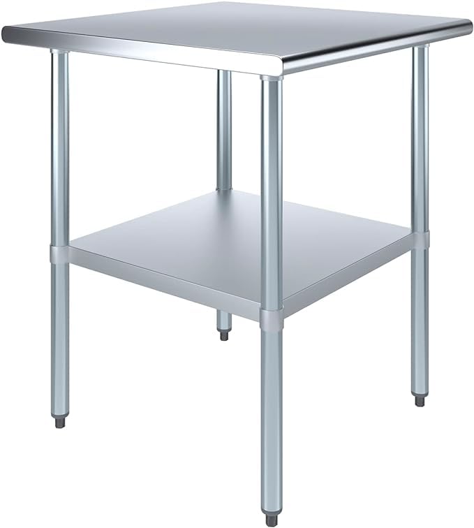 30" x 30" Stainless Steel Prep Table – NSF Certified Heavy Duty Work Table for Home & Commercial Use – Galvanized Undershelf & Legs - size: 30x30