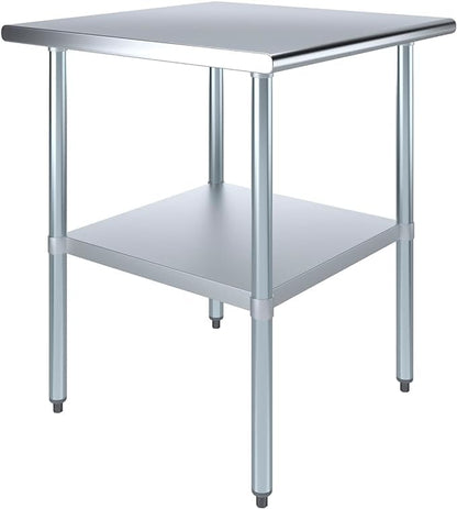 30" x 30" Stainless Steel Prep Table – NSF Certified Heavy Duty Work Table for Home & Commercial Use – Galvanized Undershelf & Legs - size: 30x30