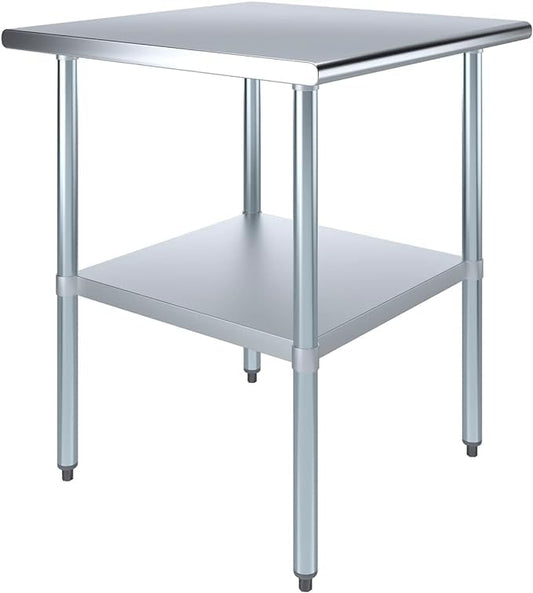 30" x 30" Stainless Steel Prep Table – NSF Certified Heavy Duty Work Table for Home & Commercial Use – Galvanized Undershelf & Legs - size: 30x30