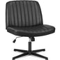 OLIXIS Criss Cross Chair, Vanity Chair, Home Office Desk | Armless No Wheels Wide Seat, Height Adjustable Swivel, Padded PU Leather, Bedroom Student Study, Black Dual Base - color: Black Dual Base