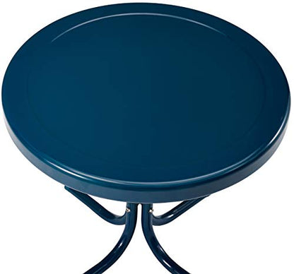 Crosley Furniture Griffith Weather Resistant Retro Metal Outdoor Side Table for Patio, Deck, Porch, Navy - color: Navy