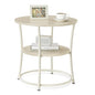 VASAGLE 21.7-Inch Round Side Table, 2-Tier End Table | Nightstand with Steel Frame, Spacious Top, for Small Spaces, Living Room, Bedroom, Natural Beige ULET056N01 - color: Natural Beige, style: Without Power Strip