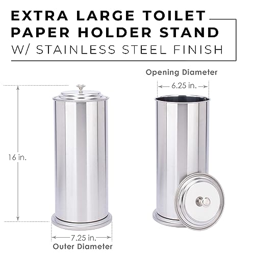 JS Jackson Supplies Free Standing Extra Large Toilet Paper Holder - Stainless Steel - color: Stainless Steel