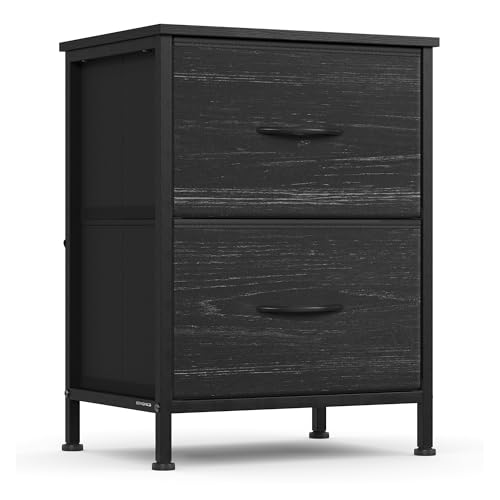 SONGMICS BELLAH Collection - Dresser for Bedroom, Chest of Drawers, Nightstand, 2 Drawers, Storage Organizer Unit, Closet, Entryway, Modern, Ebony Black ULGS312BE02S - color: Ebony Black, size: 1 Pack